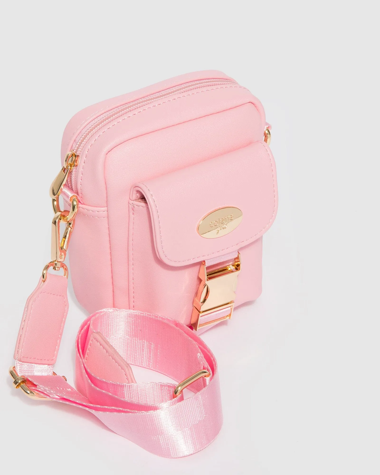 Pink Emma Lock Crossbody Bag