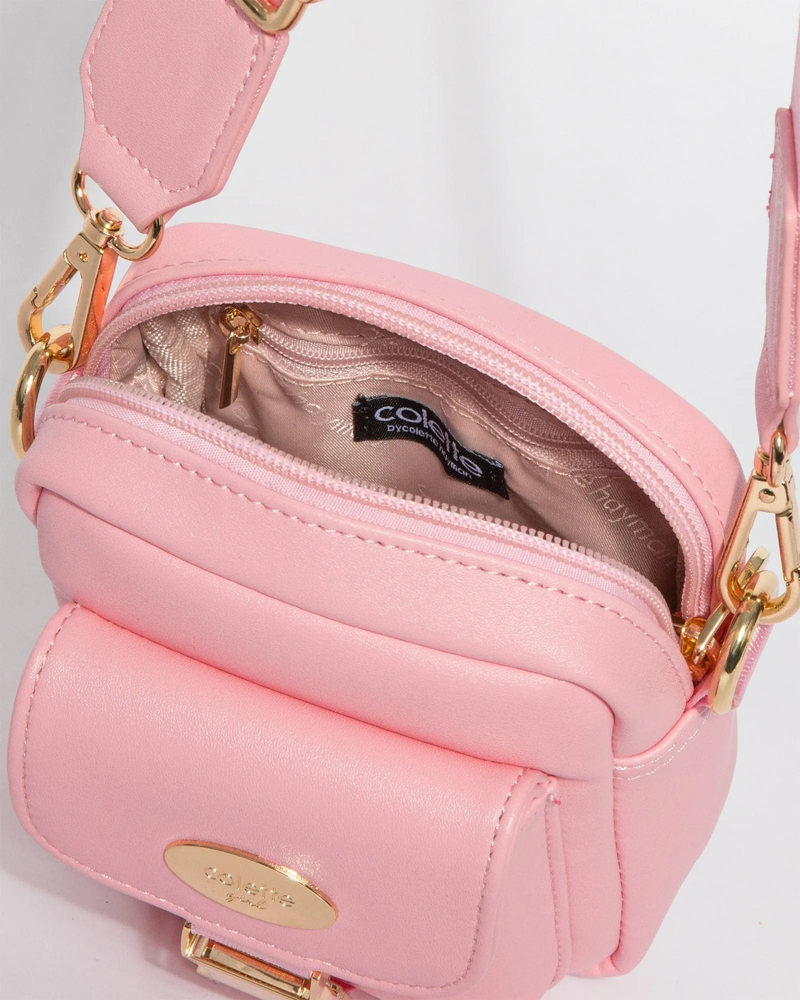 Pink Emma Lock Crossbody Bag