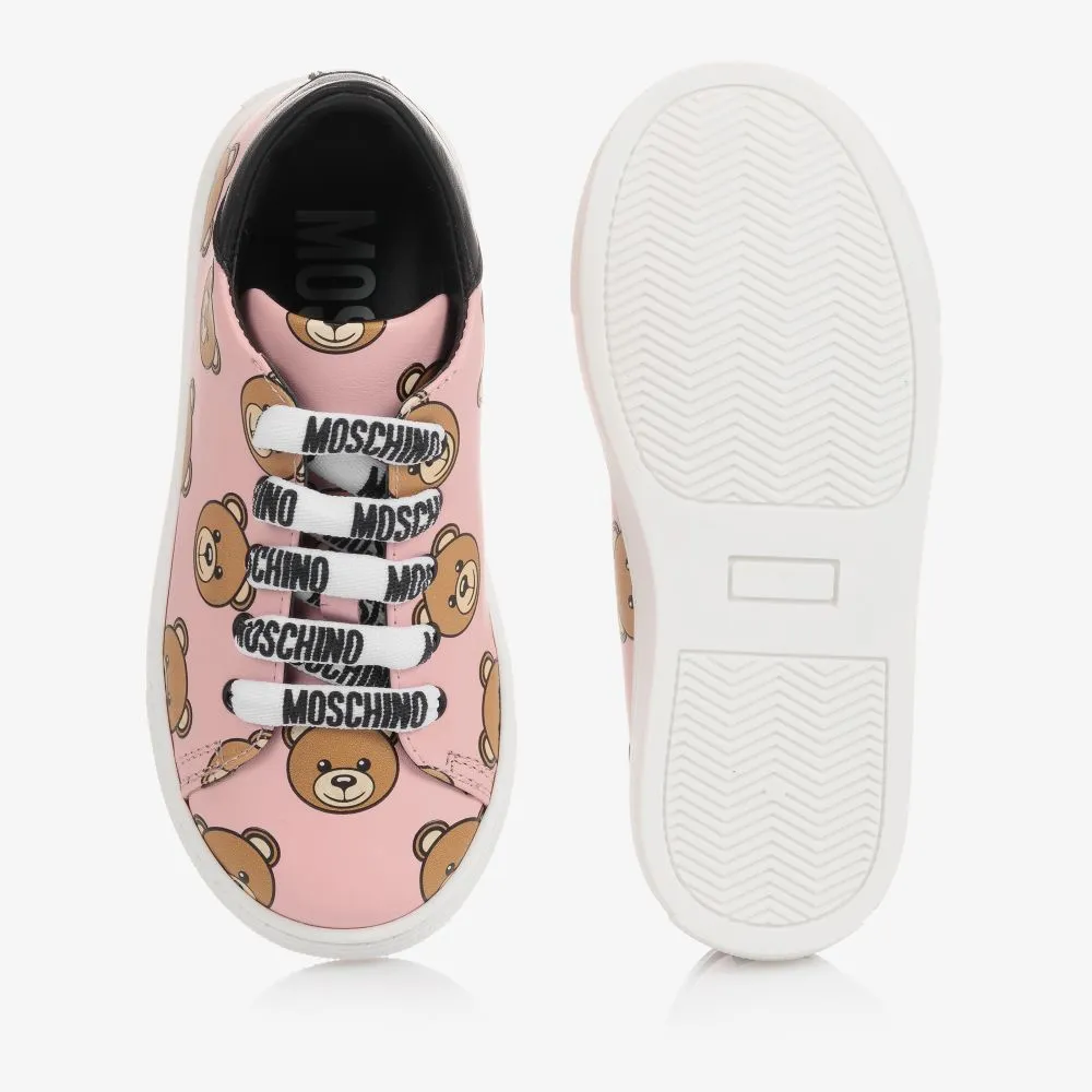 Pink Leather Logo Trainers