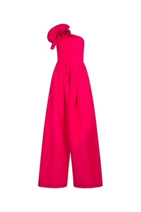 Pink One-Shoulder Flared Maxi Dress