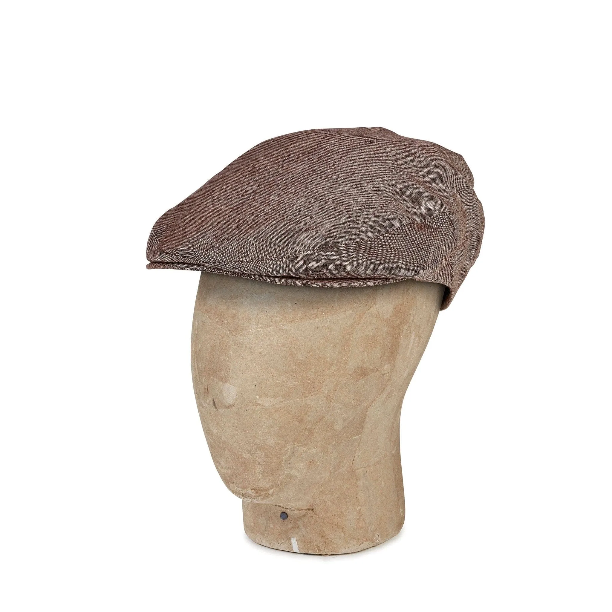 Plain Brown Linen Flat Cap