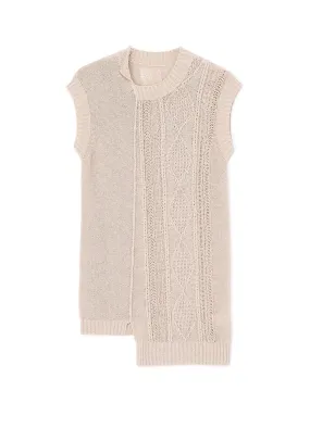 PLAIN STITCH x CABLE KNIT SLEEVELESS PULLOVER