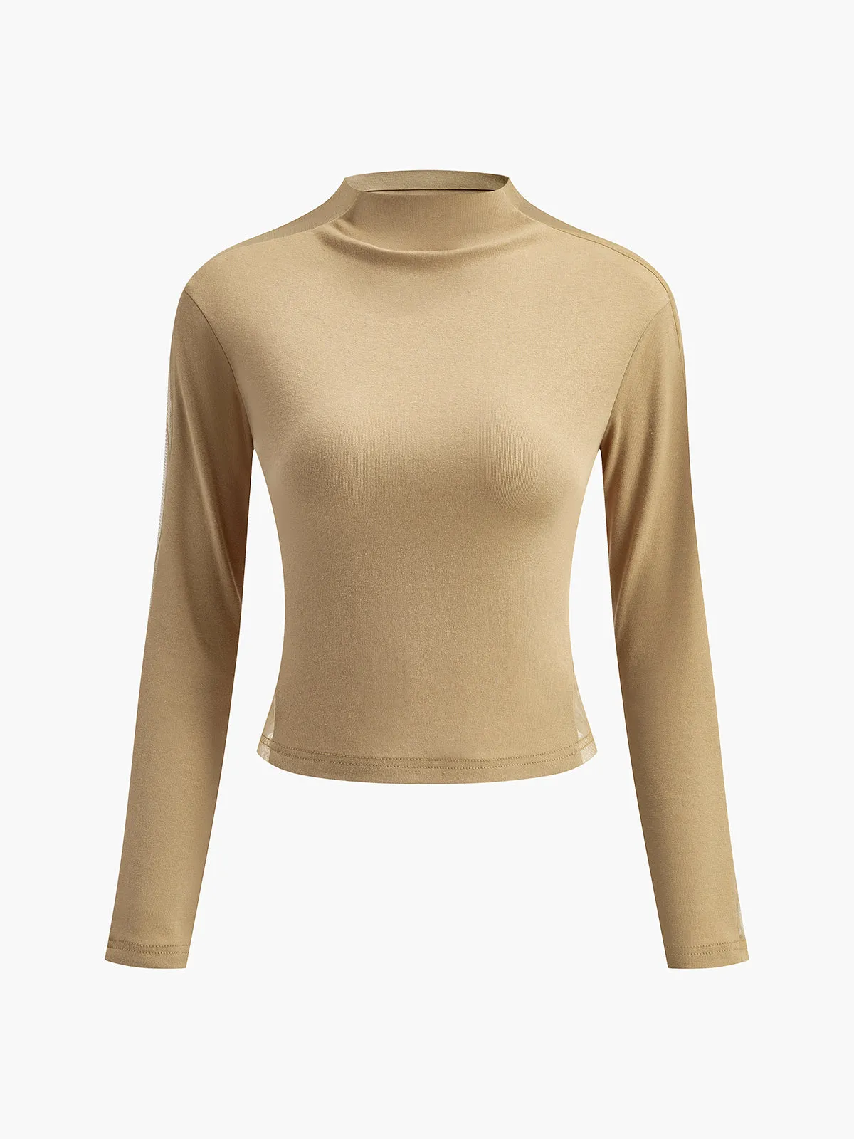 Plain Tulle Mesh Long Sleeve T-Shirt