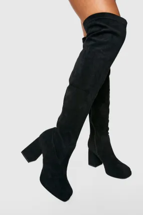 Platform Block Heel Over The Knee Boots