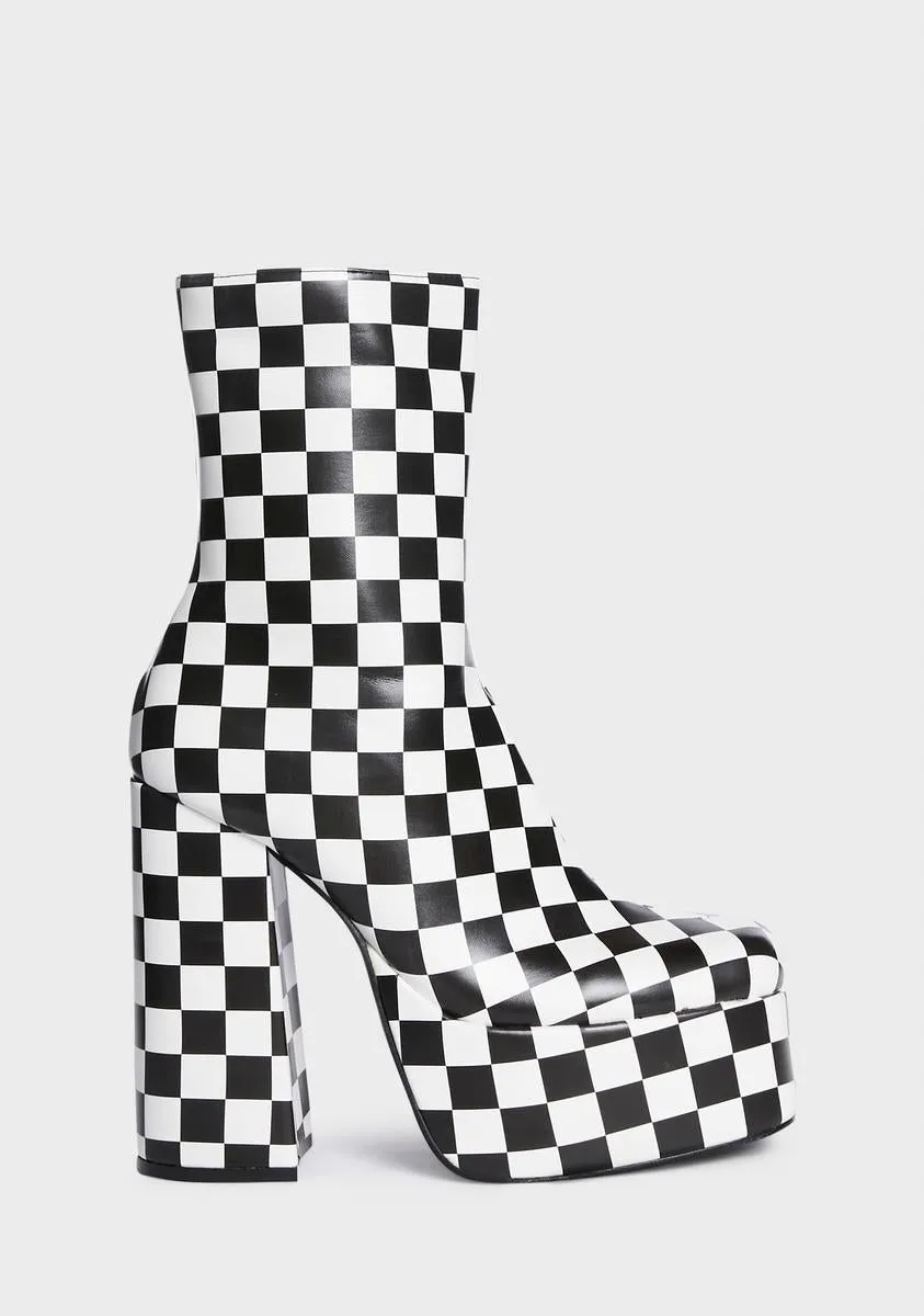 Platform Boots Checkered with Pistol