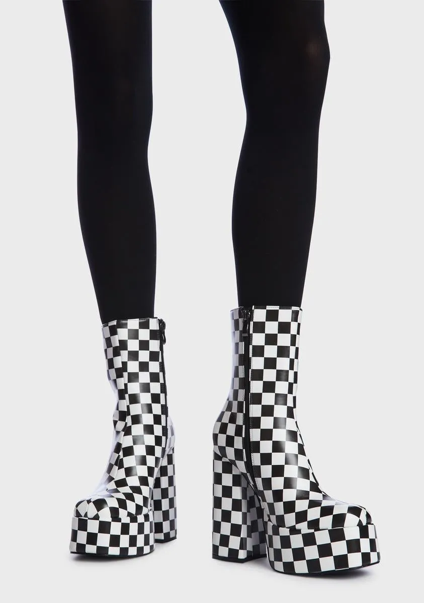 Platform Boots Checkered with Pistol