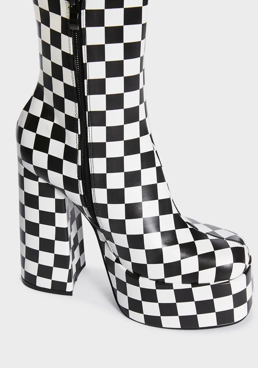 Platform Boots Checkered with Pistol