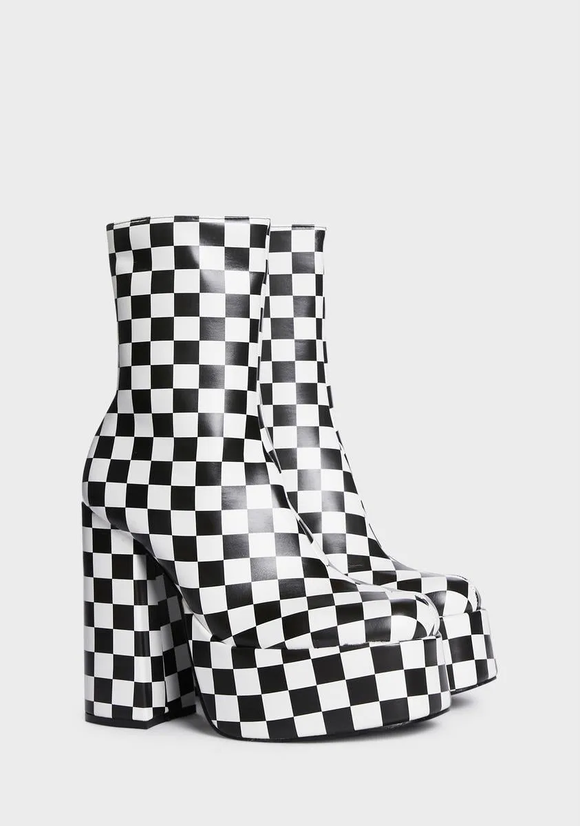 Platform Boots Checkered with Pistol