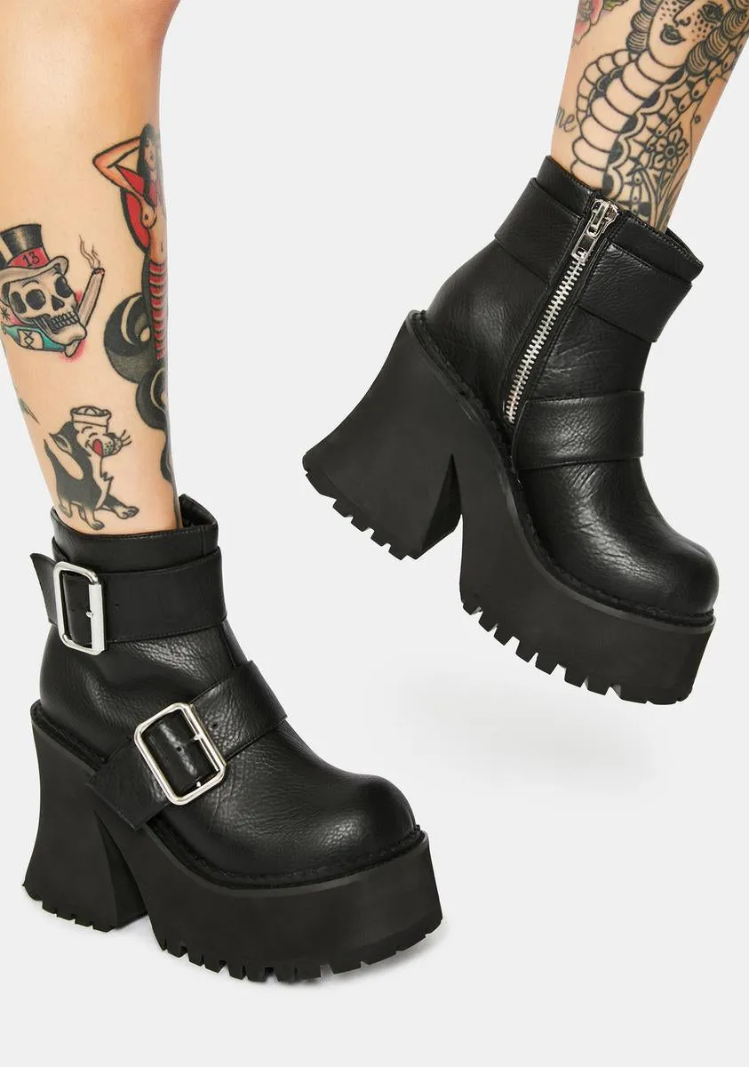 Platform Boots with Stomper Buckle