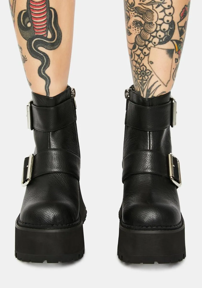 Platform Boots with Stomper Buckle