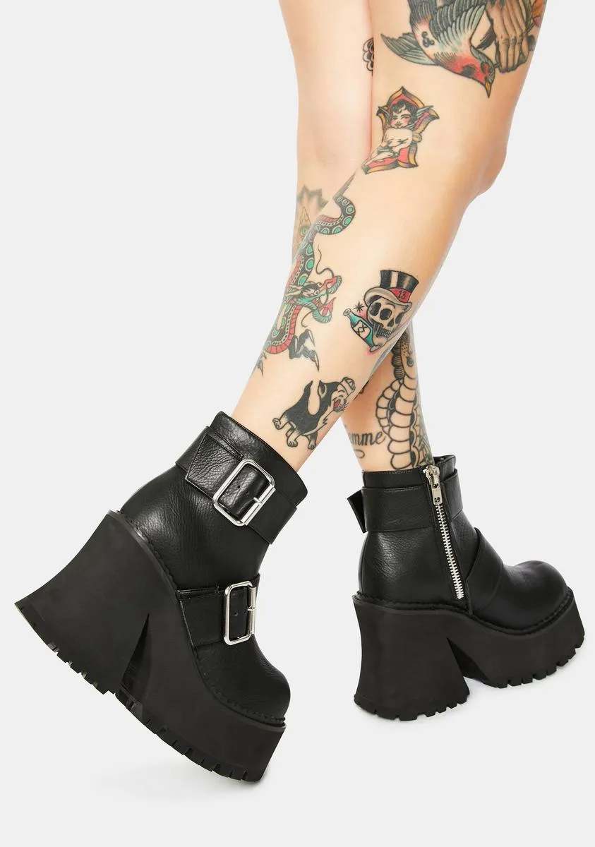 Platform Boots with Stomper Buckle