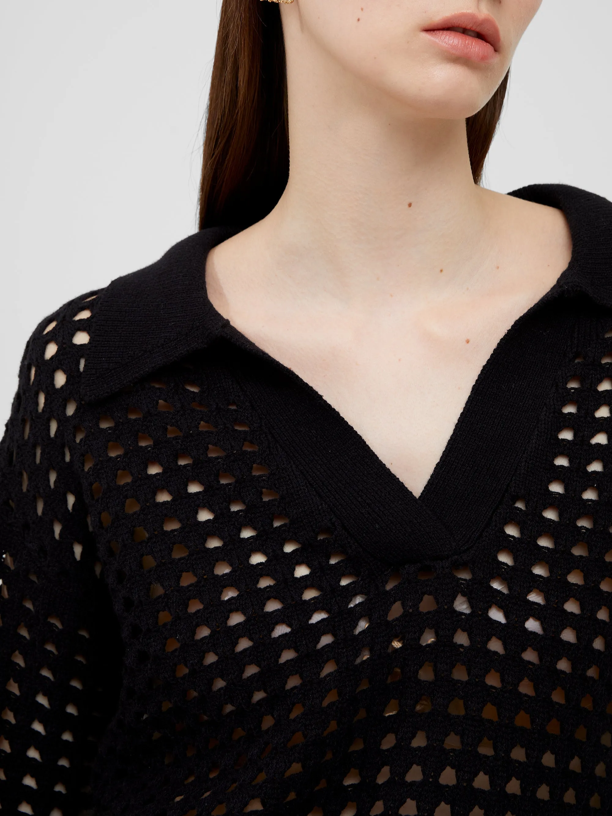 Pointelle Collared Sweater - Shop Manda Online