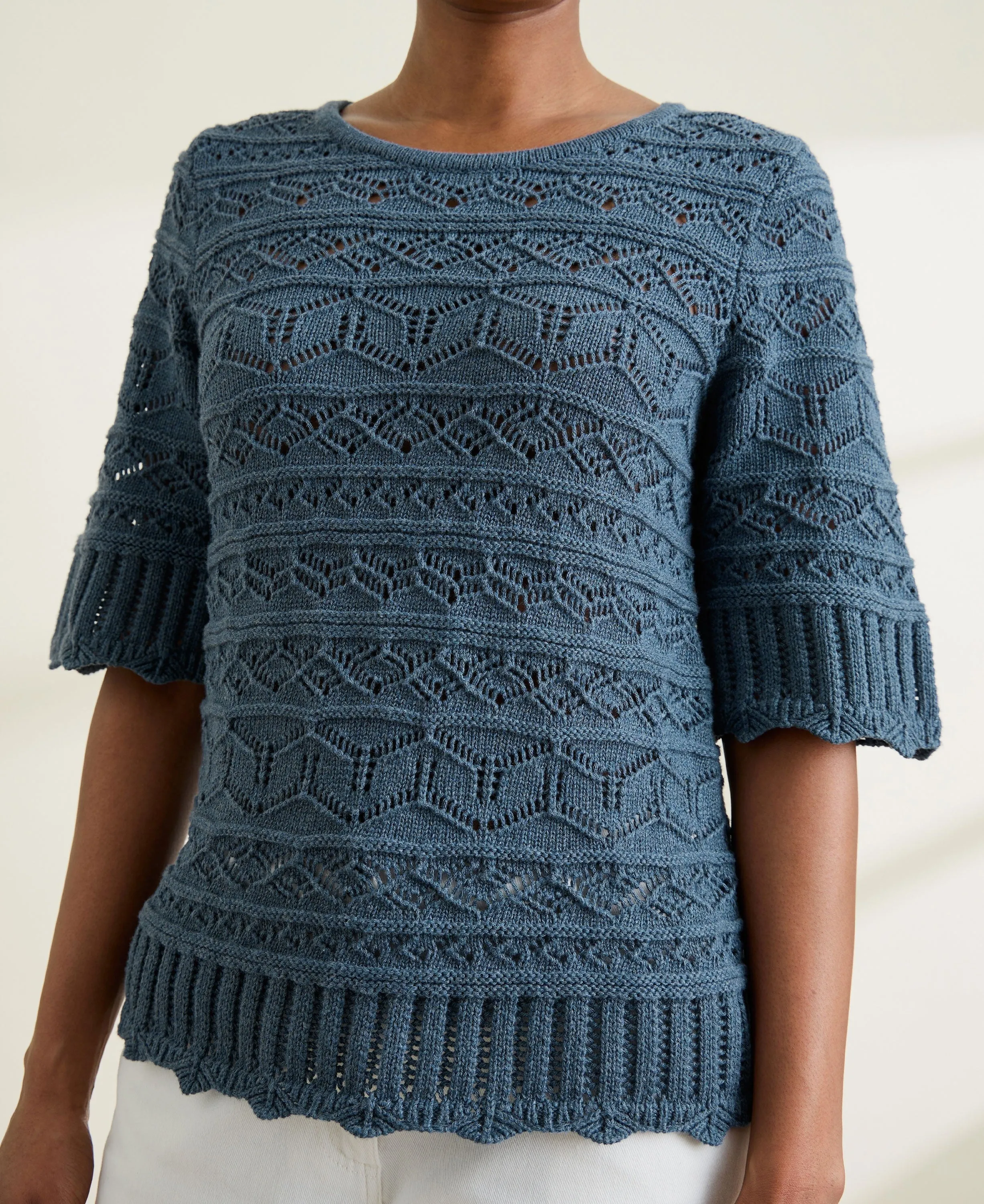 Pointelle Knit Top Light Squid