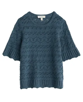 Pointelle Knit Top Light Squid