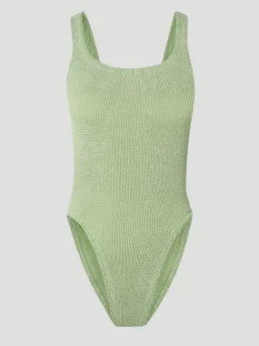 Polly Sage Halter Crinkle Swimsuit