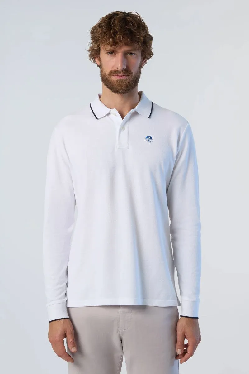 White Long Sleeve Men's Polo