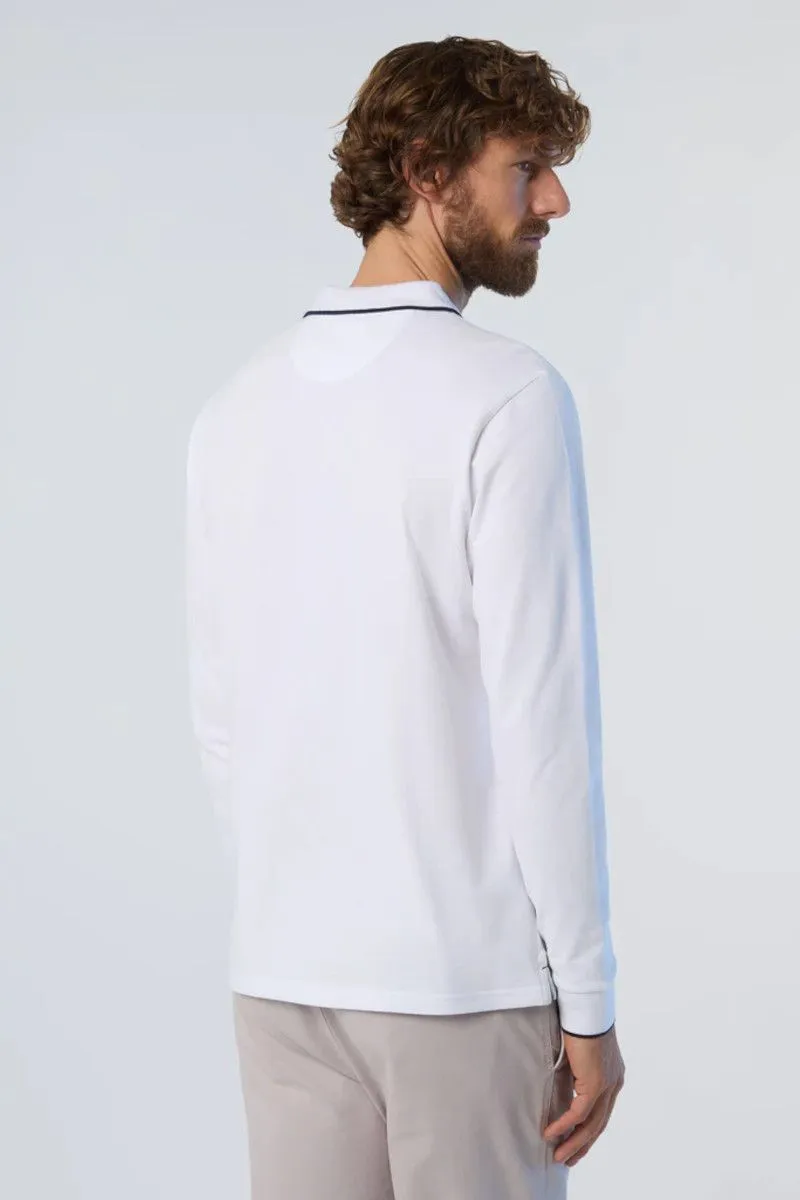 White Long Sleeve Men's Polo