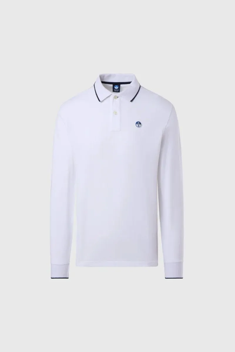 White Long Sleeve Men's Polo