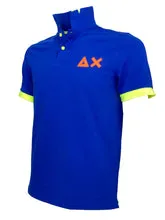 Electric Blue Polo Shirt with Fluorescent Details