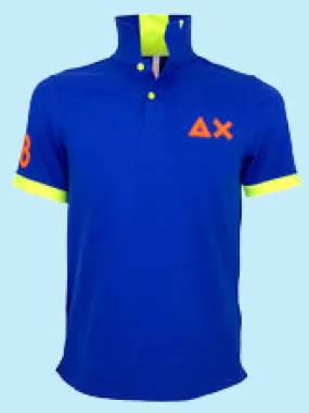 Electric Blue Polo Shirt with Fluorescent Details