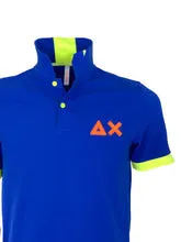 Electric Blue Polo Shirt with Fluorescent Details