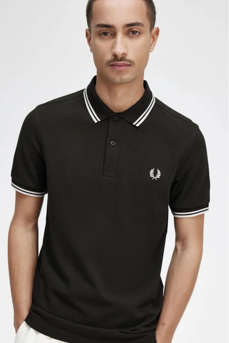 Green Men's Double Stripe Polo