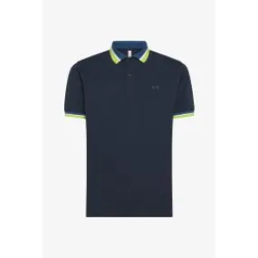 Blue Men's Striped Polo