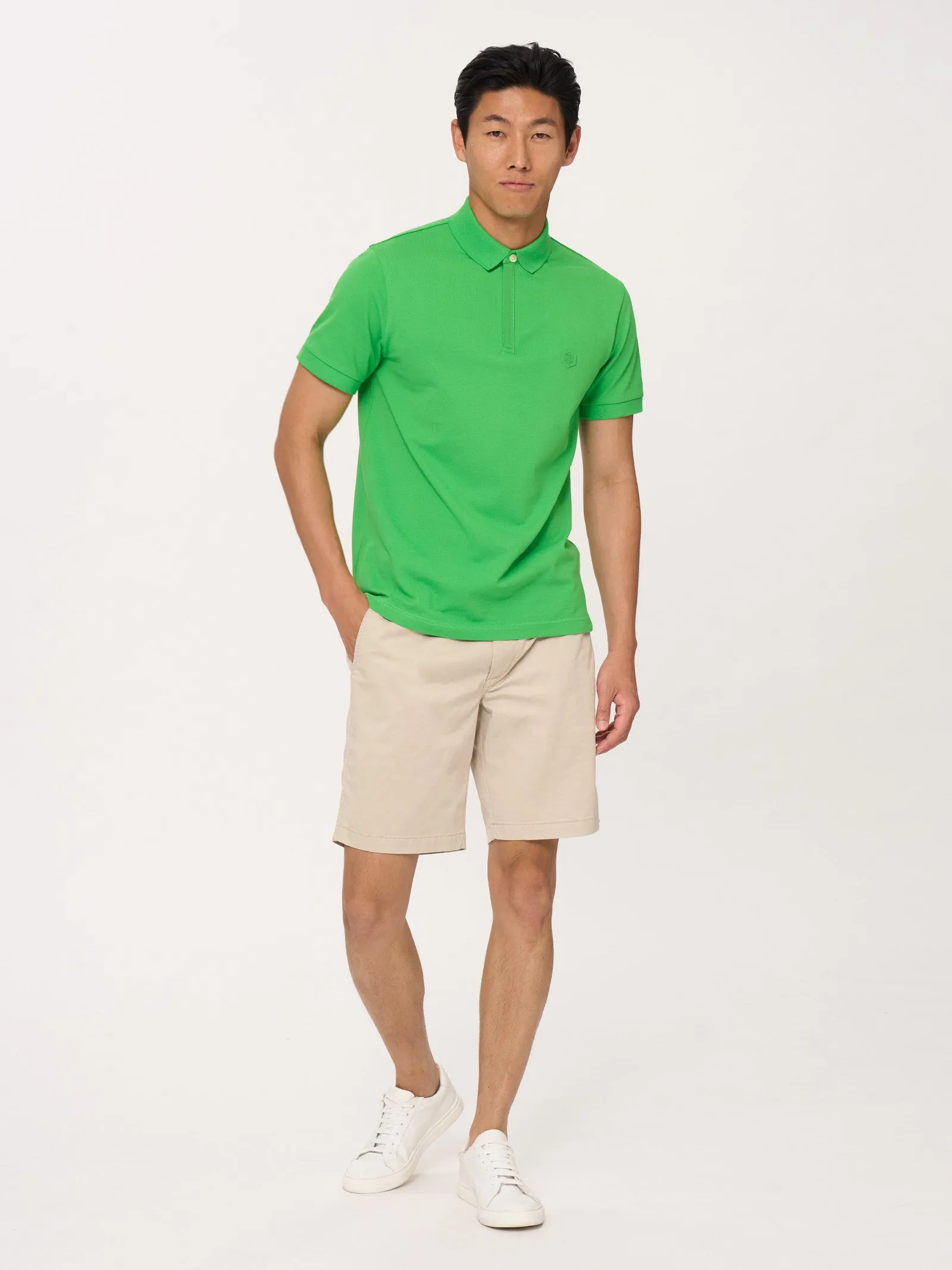 Polo Shirt in Sustainable Eco Cotton Pique Fabric - Silent Green