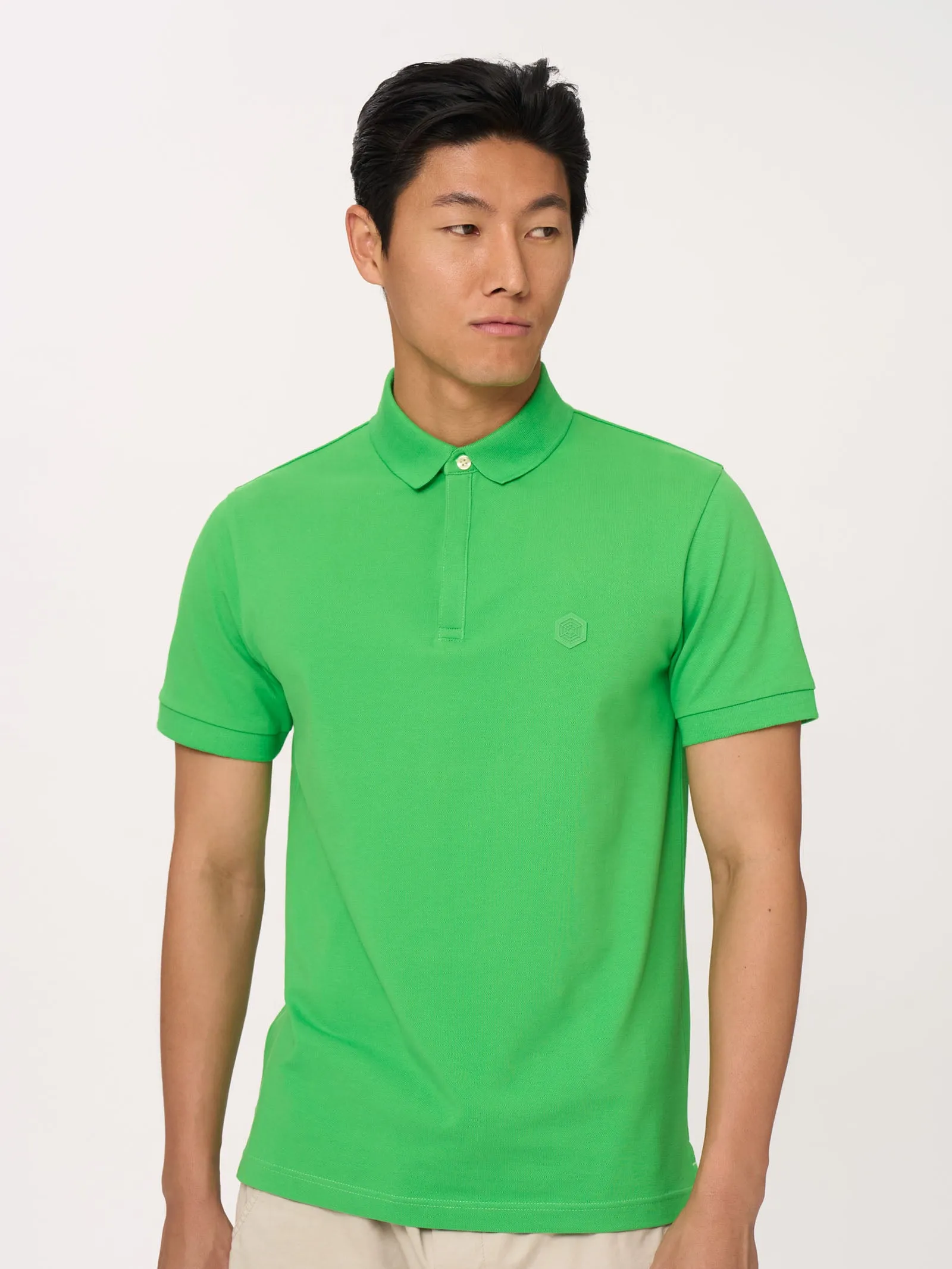 Polo Shirt in Sustainable Eco Cotton Pique Fabric - Silent Green