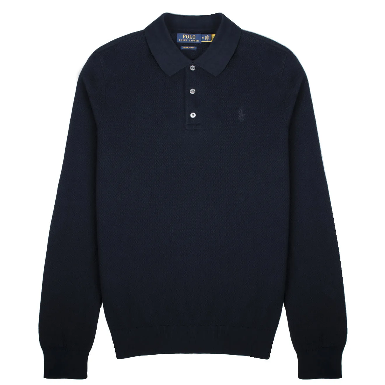 Polo Ralph Lauren Custom Slim Fit Textured Polo Shirt Aviator Navy