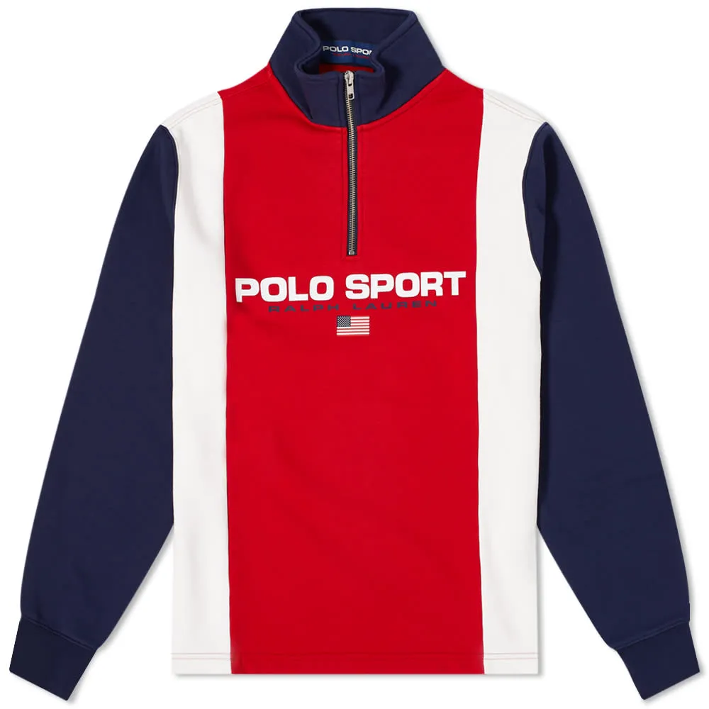 Polo Ralph Lauren Polo Sport Vertical Stripe Half Zip Sweat Red Multi