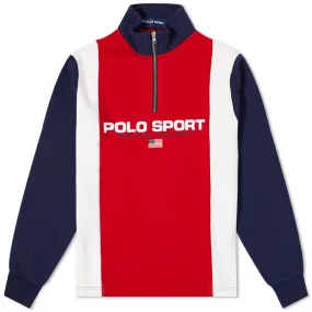 Polo Ralph Lauren Polo Sport Vertical Stripe Half Zip Sweat Red Multi