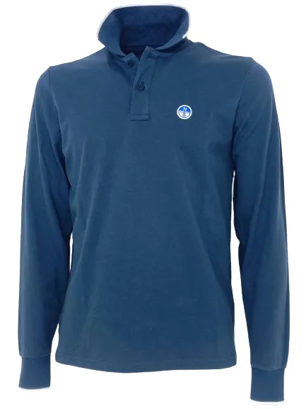 Long Sleeve Blue Men's Polo Shirt