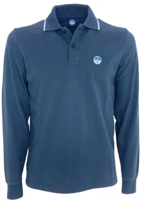 Long Sleeve Blue Men's Polo Shirt