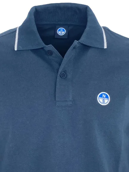 Long Sleeve Blue Men's Polo Shirt