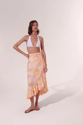 Poupette St. Barth Long Skirt Yellow Floral Print