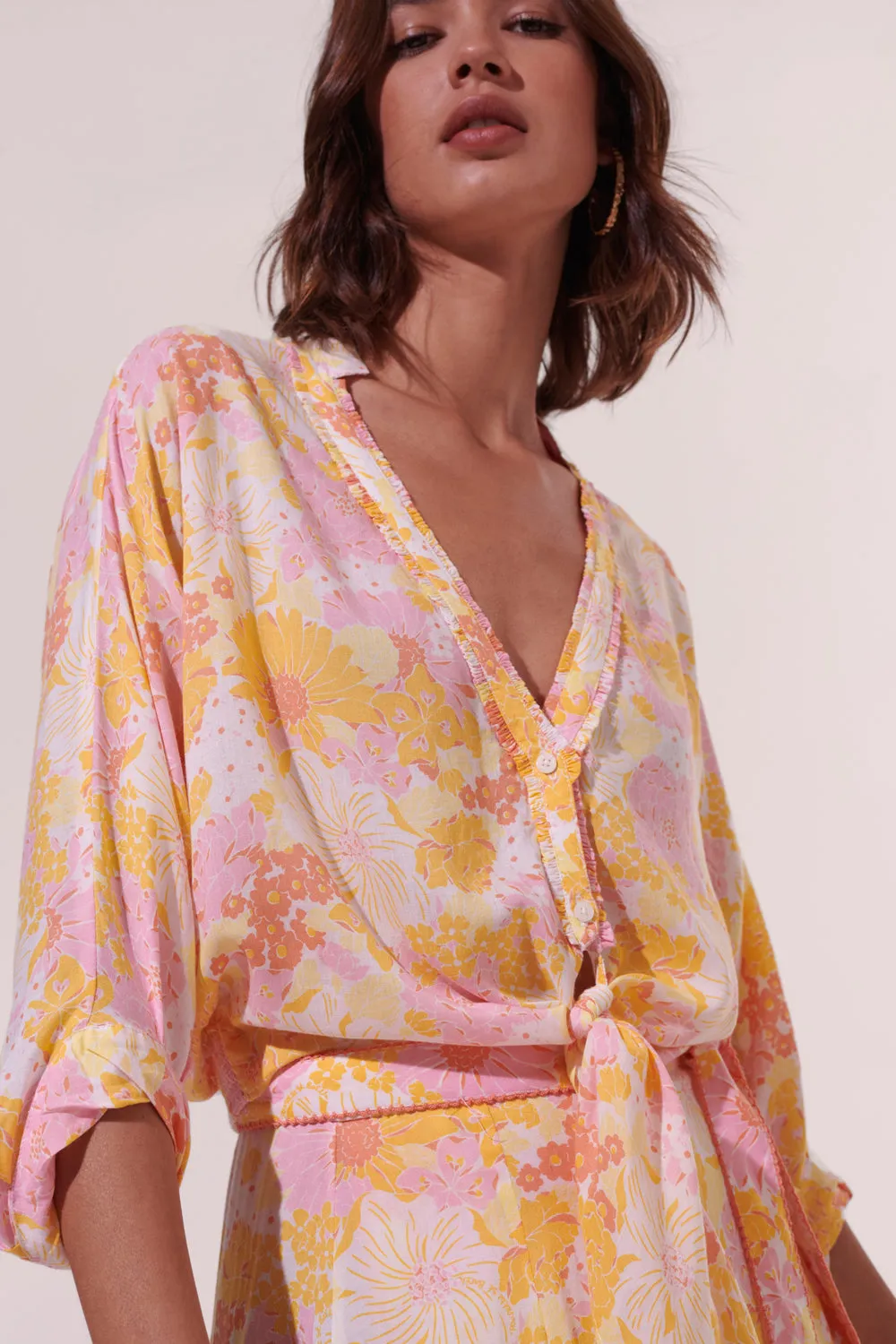 Yellow Flower Mix Shirt Azia by Poupette St. Barth