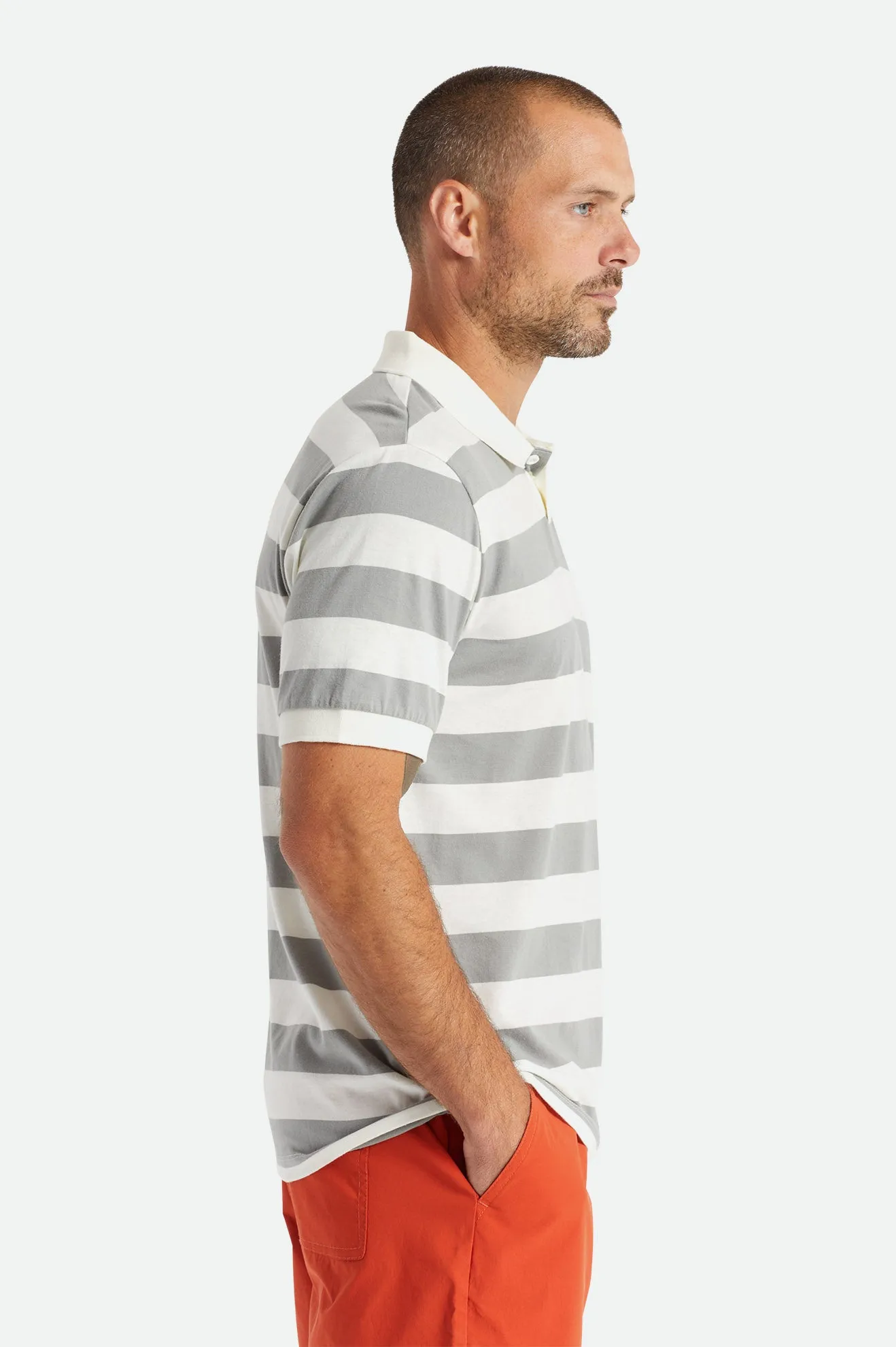 Proper S/S Polo Knit - Grey/Off White