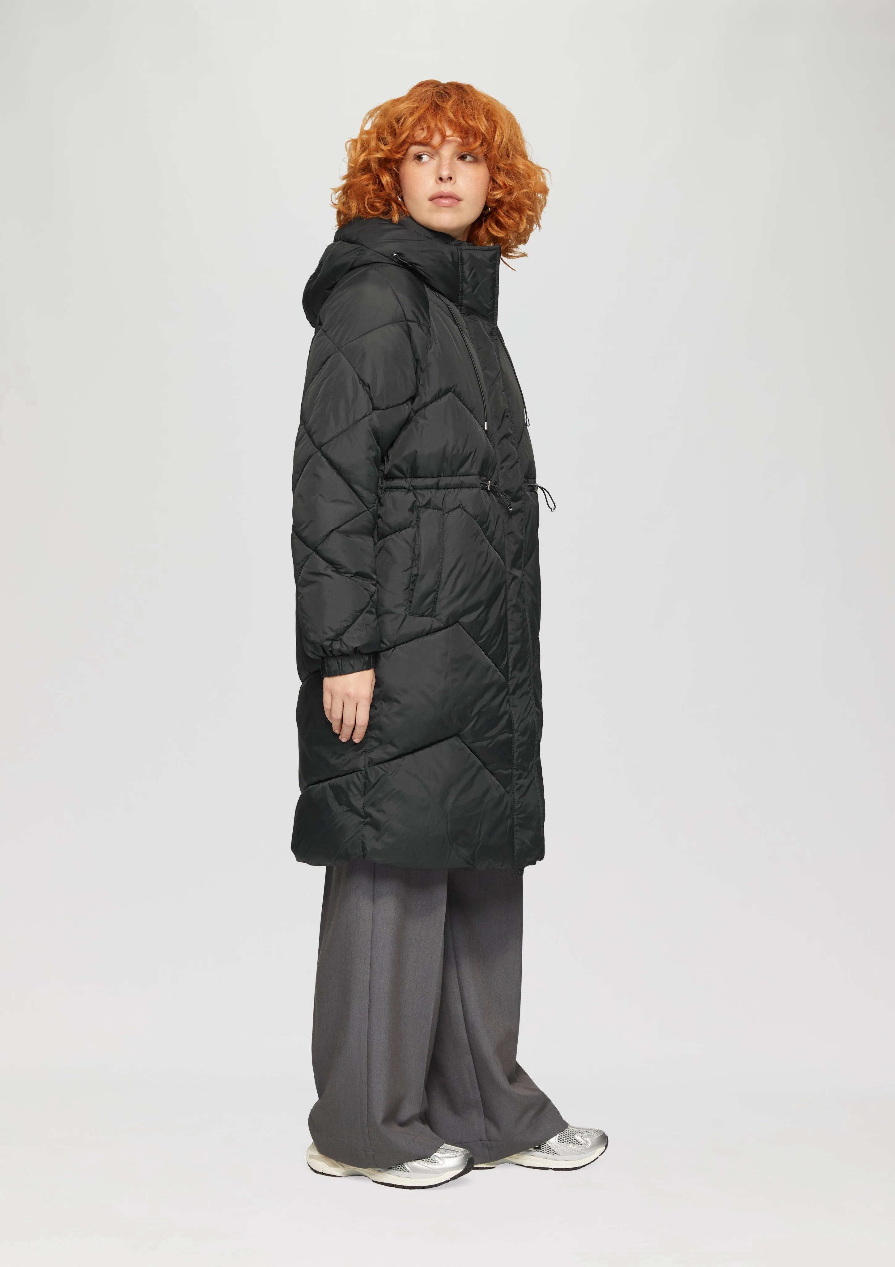 Quilted coat with a hood