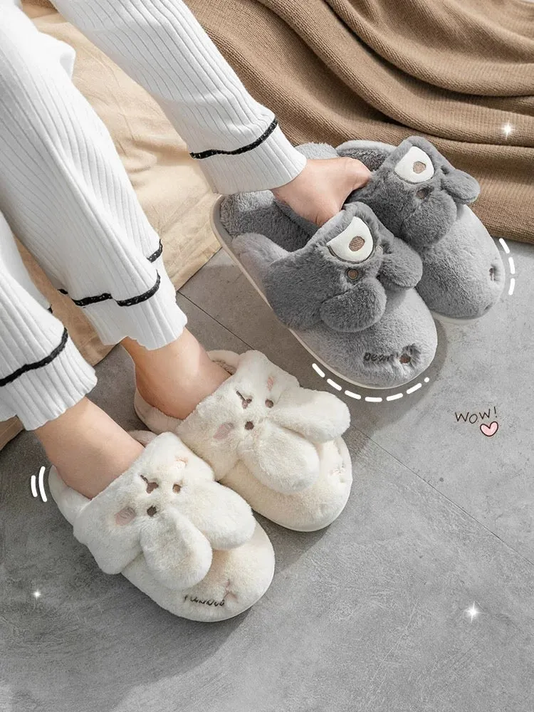 Rabbit cotton slippers for women winter 2023 new style outdoor wear indoor home furry slippers for women autumn and winter