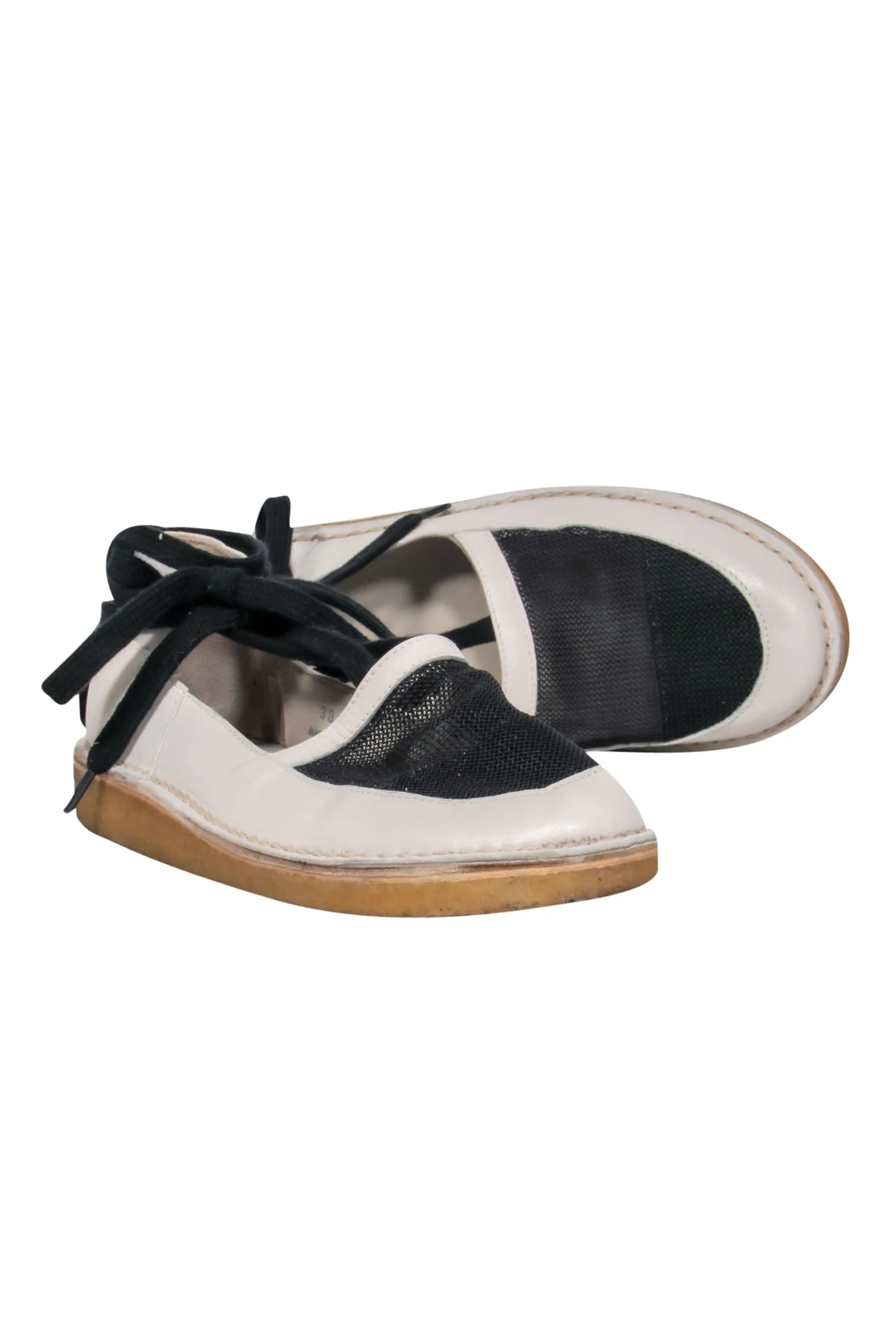 Rachel Comey - Cream & Black Wrap Espadrilles w/ Mesh Design Sz 8