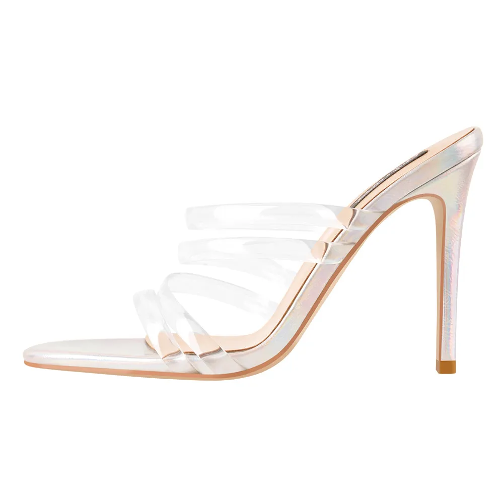 Rainbow Clear Strap Stiletto Sandals