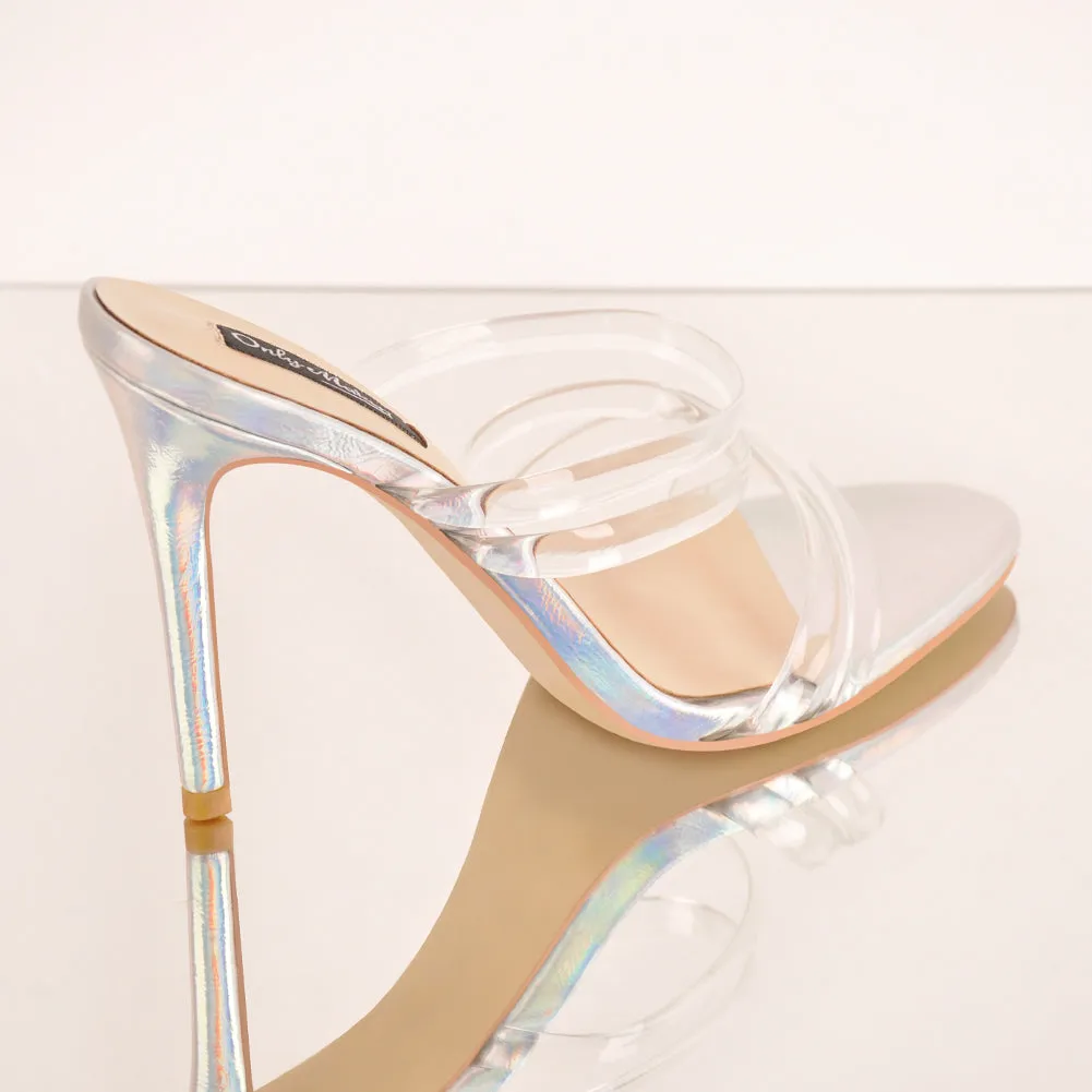 Rainbow Clear Strap Stiletto Sandals