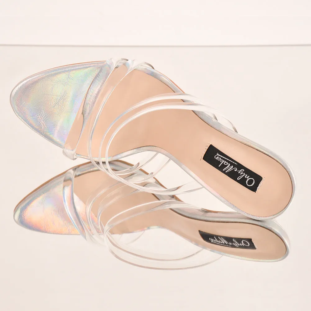 Rainbow Clear Strap Stiletto Sandals