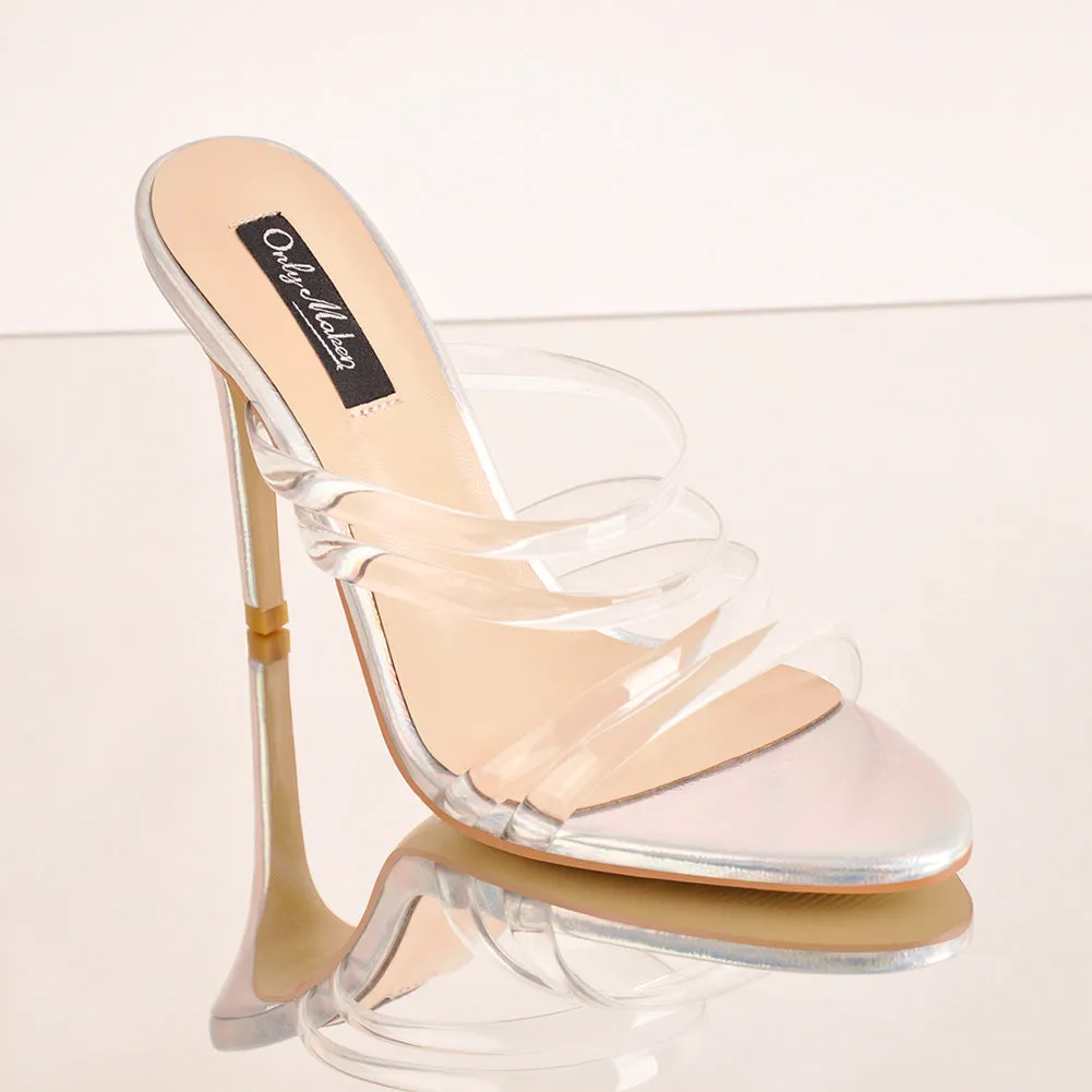 Rainbow Clear Strap Stiletto Sandals