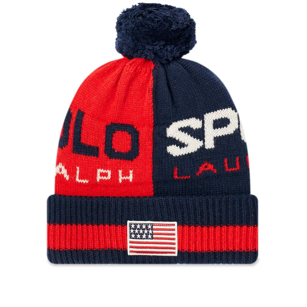 Ralph Lauren Red Polo Sport Bobble Hat