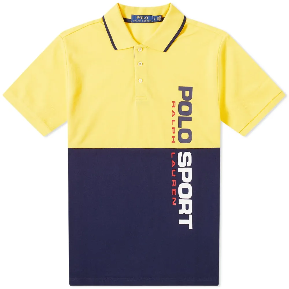 Ralph Lauren Yellow Navy Polo Sport Logo Polo