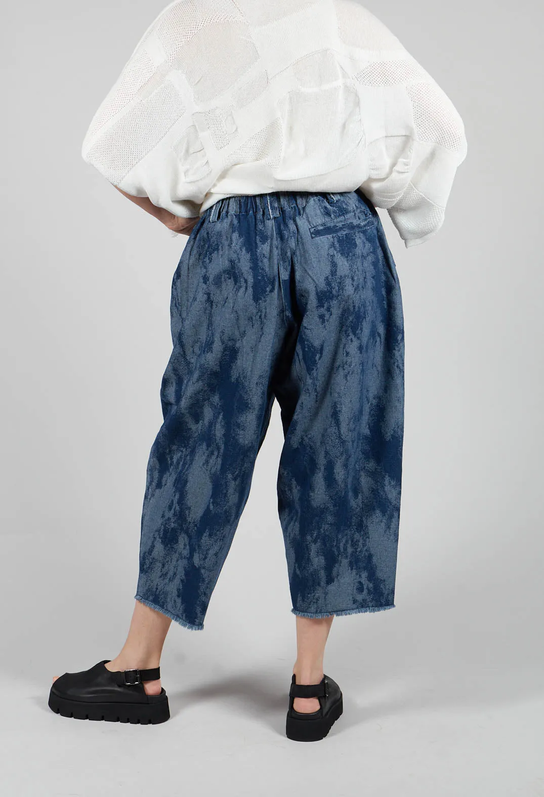 Blue Denim Trousers with Raw Hem