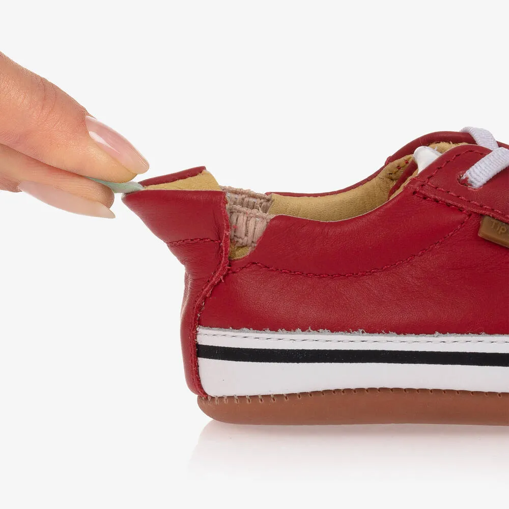 Red Leather Baby Trainers