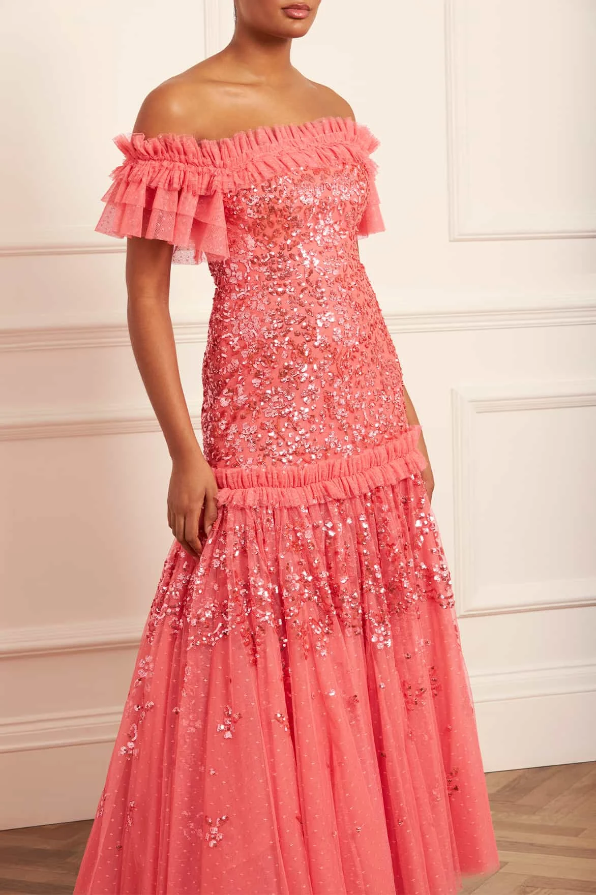 --Regal Rose Off-Shoulder Gown-